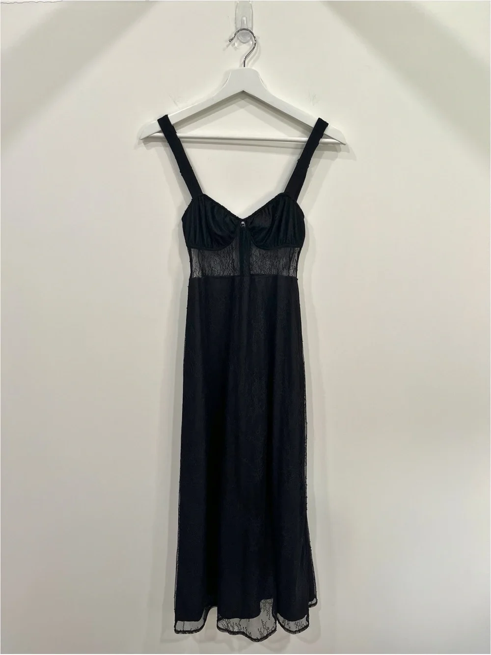 Danielle Bernstein WeWoreWhat Black Lace Sheer Corset Maxi Dress XS